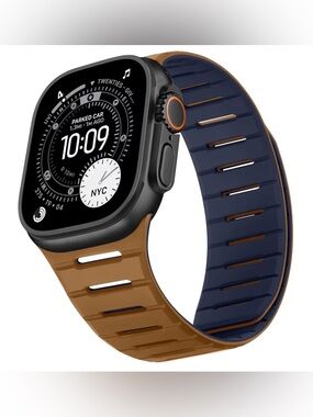 Silicone Dual-Tone Brown & Navy Replacement Apple Watch Band